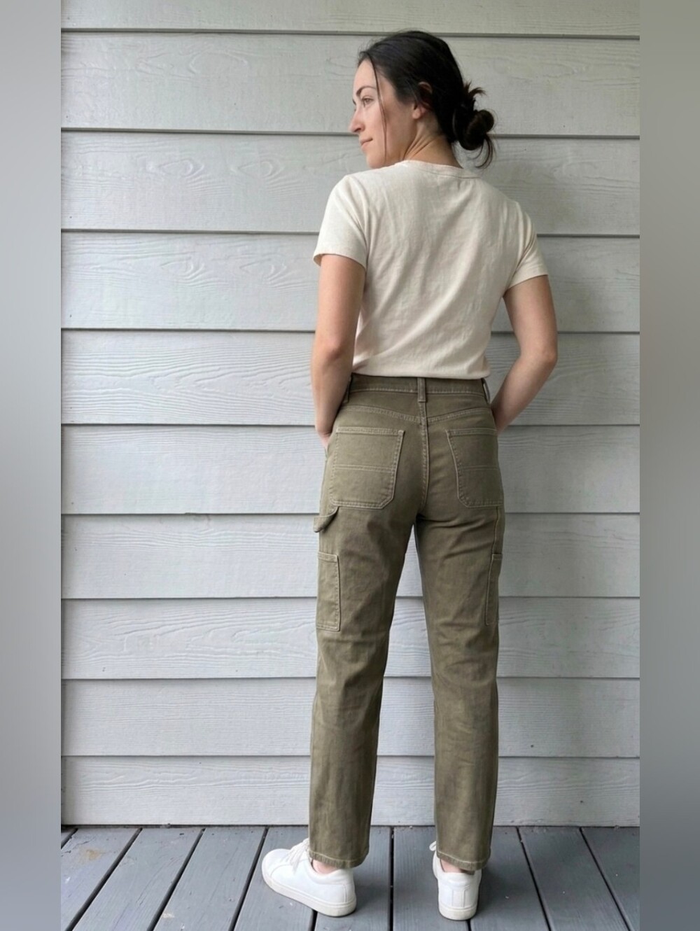 Women Utility Pants in Olive Brown